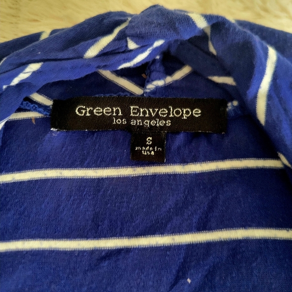 Women's Green Envelope Blue & White Striped Cardigan - Size S - Picture 5 of 6